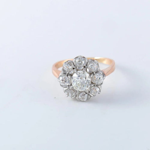 Bague 59 Bague pompadour en or jaune 18 ct et diamants 58 Facettes