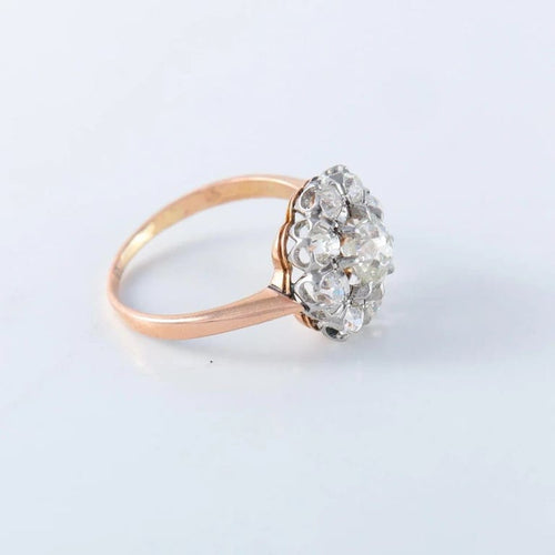 Bague 59 Bague pompadour en or jaune 18 ct et diamants 58 Facettes