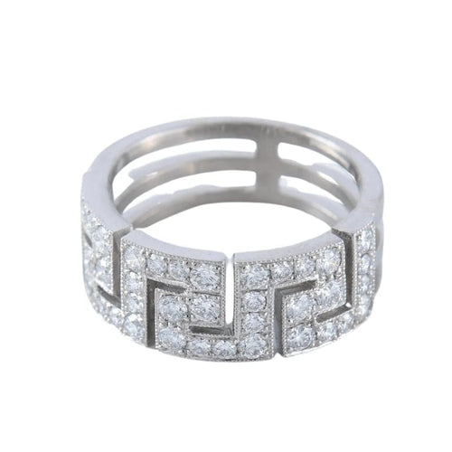 Bague 54 Bague à motifs grecs en platine et diamants 58 Facettes