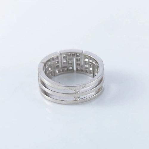 Bague 54 Bague à motifs grecs en platine et diamants 58 Facettes