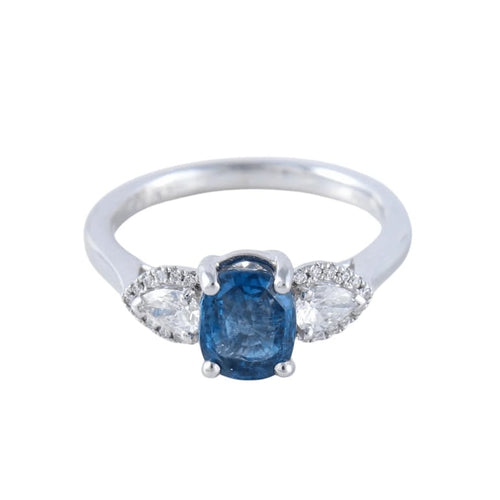 Bague 53 Bague en or 18 ct avec saphir et diamants 58 Facettes