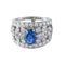 Bague 54.5 Bague bandeau en platine avec saphir et diamants 58 Facettes