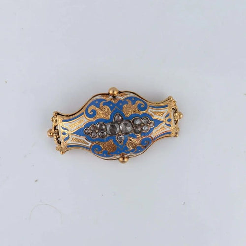 Broche Broche en or jaune et émail bleu 58 Facettes