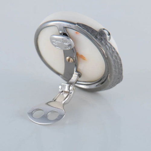 Boucles d'oreilles Repossi - Boucles d’oreilles clips en corail blanc et diamants 58 Facettes