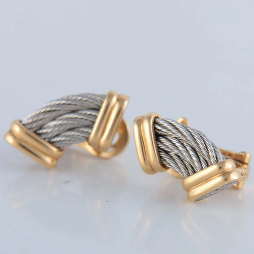 Boucles d'oreilles FRED Force 10 - Boucles d'oreilles en or jaune 18 ct et acier 58 Facettes
