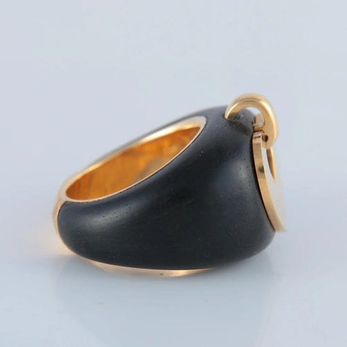 Bague 51 Poiray - Bague en or jaune 18 ct et bois 58 Facettes