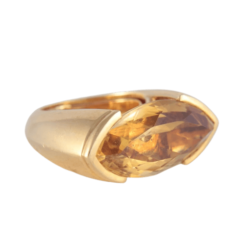 Bague 52 Poiray - Bague en or jaune 18 ct et citrine 58 Facettes