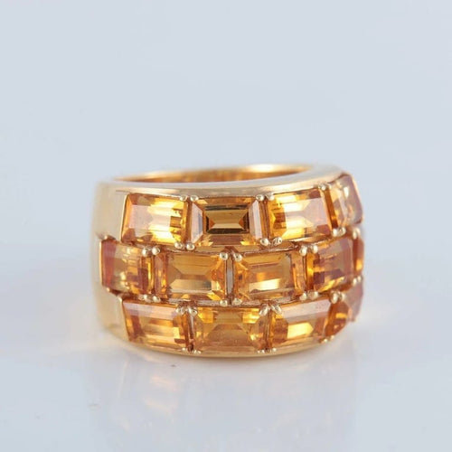 Bague 55 Poiray - Bague en or jaune 18 ct et citrines 58 Facettes