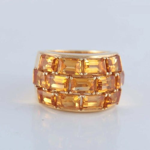 Bague 55 Poiray - Bague en or jaune 18 ct et citrines 58 Facettes