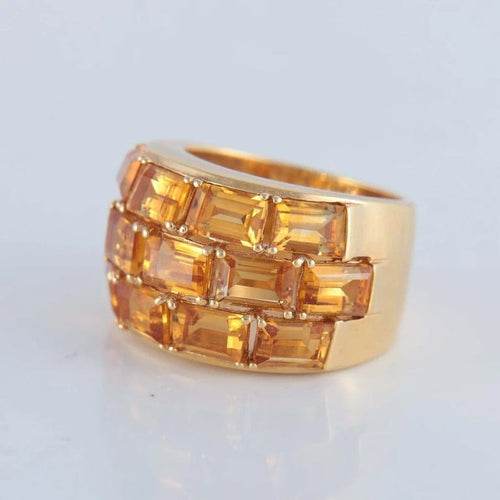 Bague 55 Poiray - Bague en or jaune 18 ct et citrines 58 Facettes