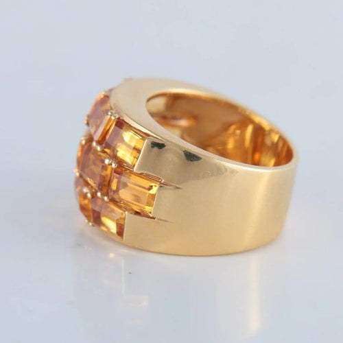 Bague 55 Poiray - Bague en or jaune 18 ct et citrines 58 Facettes