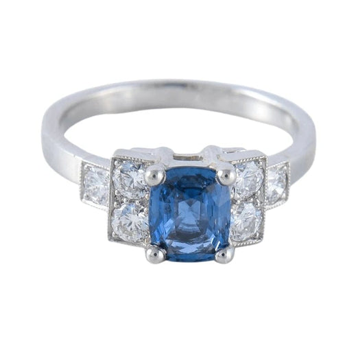 Bague 53 Bague en platine avec saphir et diamants 58 Facettes