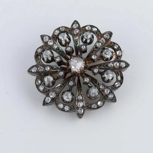 Broche Broche en or 18 ct et argent, époque Napoléon III 58 Facettes