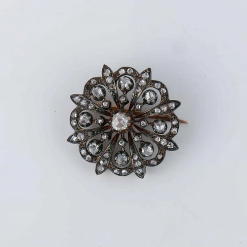 Broche Broche en or 18 ct et argent, époque Napoléon III 58 Facettes