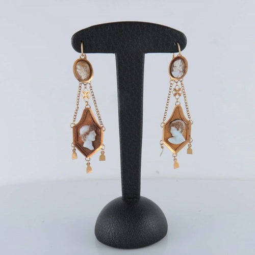 Boucles d'oreilles Boucles d'oreilles camées Empire en or jaune 58 Facettes