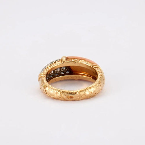 Bague 52 Van Cleef & Arpels - Bague en or jaune 18K diamants et corail 58 Facettes