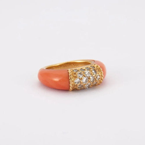 Bague 45 Van Cleef & Arpels Philippine - Bague en or jaune avec diamants et corail 58 Facettes