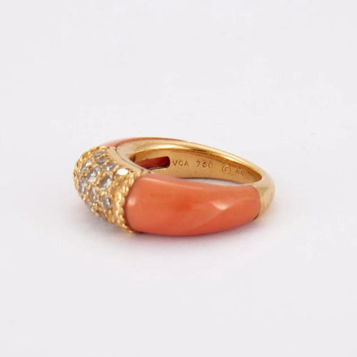 Bague 45 Van Cleef & Arpels Philippine - Bague en or jaune avec diamants et corail 58 Facettes