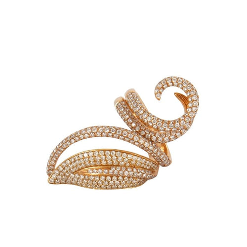 Bague 52 Bague lignes courbes en or jaune 18K et diamants 58 Facettes