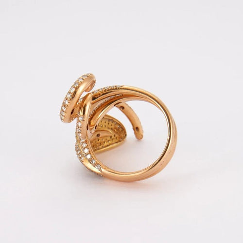 Bague 52 Bague lignes courbes en or jaune 18K et diamants 58 Facettes
