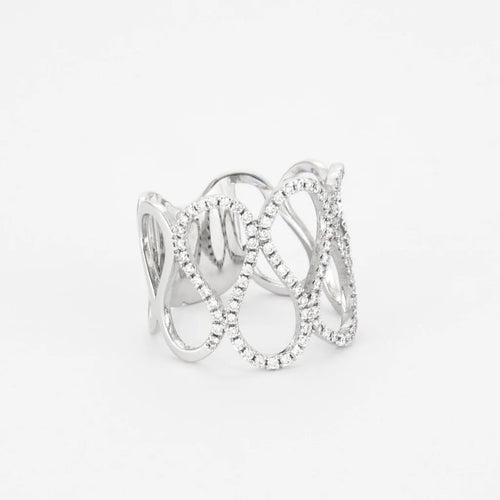 Bague 57 Bague entrelacs pavée de diamants en or blanc 18K 58 Facettes