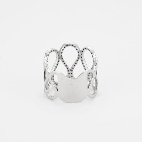 Bague 57 Bague entrelacs pavée de diamants en or blanc 18K 58 Facettes