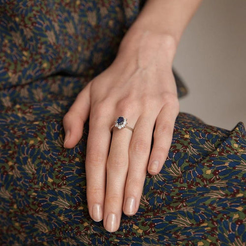 Bague 58 Bague marguerite saphir et diamants en or blanc 18K 58 Facettes