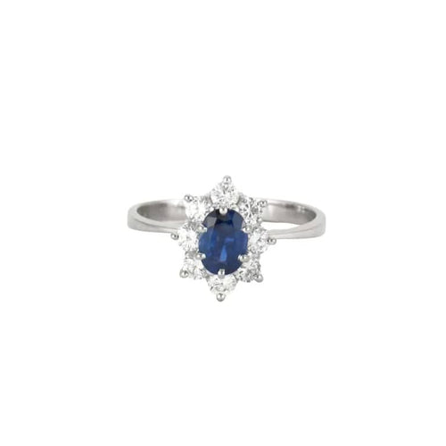 Bague 58 Bague marguerite saphir et diamants en or blanc 18K 58 Facettes