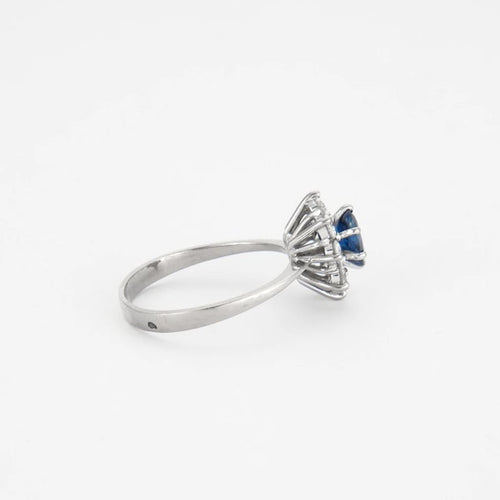 Bague 58 Bague marguerite saphir et diamants en or blanc 18K 58 Facettes