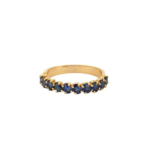 Bague 62 Demi-alliance - Bague en or jaune 18K et saphirs 58 Facettes