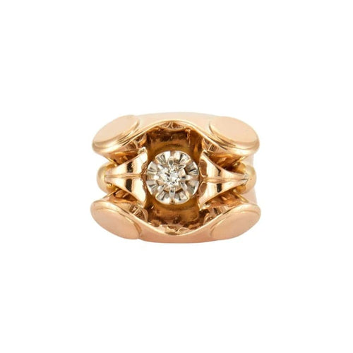 Bague 53 Bague tank en or jaune 18K sertie d’un diamant 58 Facettes