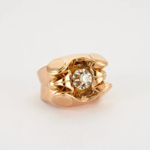 Bague 53 Bague tank en or jaune 18K sertie d’un diamant 58 Facettes