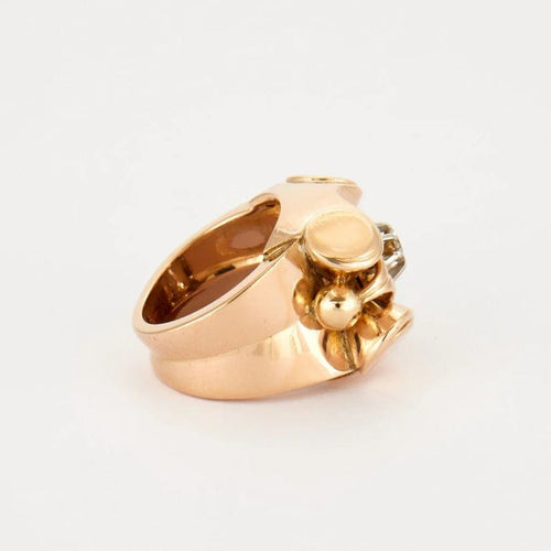 Bague 53 Bague tank en or jaune 18K sertie d’un diamant 58 Facettes