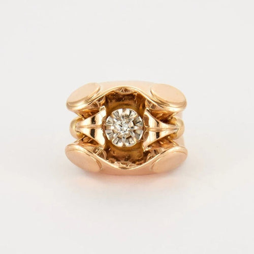 Bague 53 Bague tank en or jaune 18K sertie d’un diamant 58 Facettes
