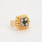 Bague 61 Bague tank en or jaune et blanc 18K, saphir et diamants 58 Facettes