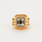 Bague 61 Bague tank en or jaune et blanc 18K, saphir et diamants 58 Facettes