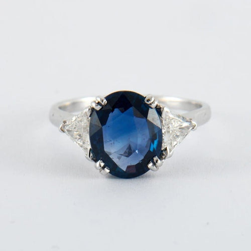 Bague 49 Bague en or blanc 18K saphir 2,64 ct et diamants 58 Facettes