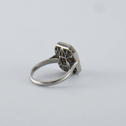 Bague 53 Bague style Art déco en platine avec saphirs et diamants 58 Facettes