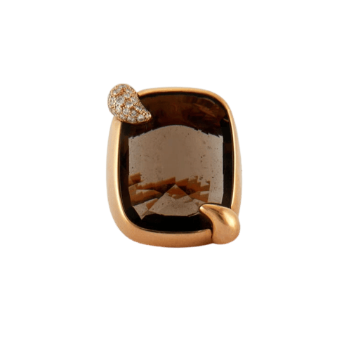Bague 52 Pomellato Ritratto - Bague en or rose 18K et quartz fumé 58 Facettes