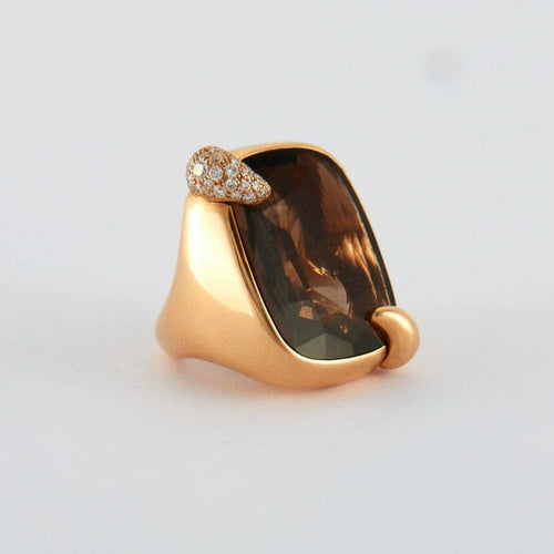 Bague 52 Pomellato Ritratto - Bague en or rose 18K et quartz fumé 58 Facettes