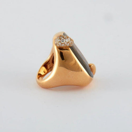 Bague 52 Pomellato Ritratto - Bague en or rose 18K et quartz fumé 58 Facettes