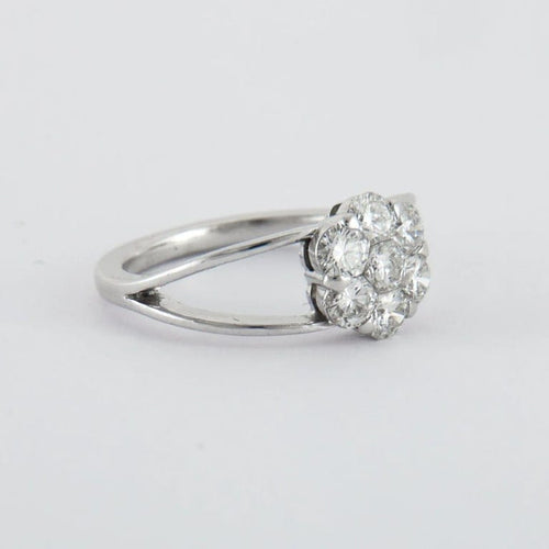 Bague 51 Bague fleur en or blanc 18K et diamants 58 Facettes