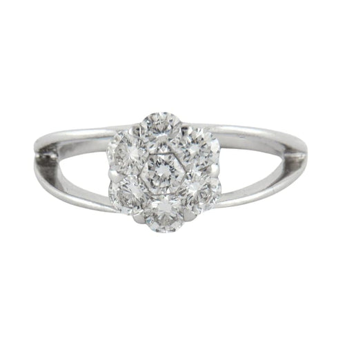 Bague 51 Bague fleur en or blanc 18K et diamants 58 Facettes