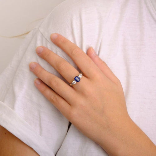 Bague 55.5 Bague saphir et diamants en or jaune 18K 58 Facettes