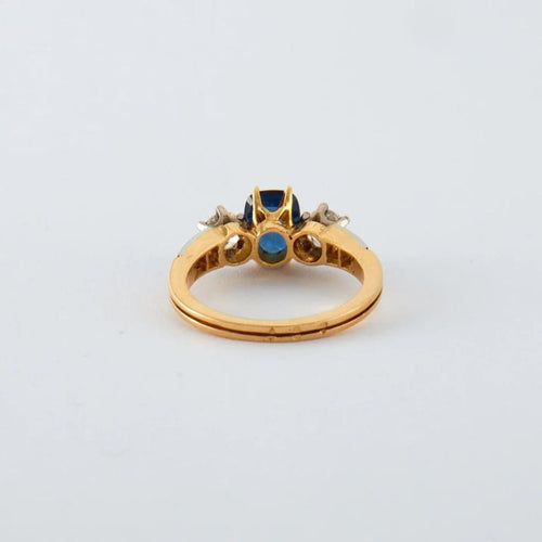 Bague 55.5 Bague saphir et diamants en or jaune 18K 58 Facettes