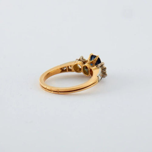 Bague 55.5 Bague saphir et diamants en or jaune 18K 58 Facettes