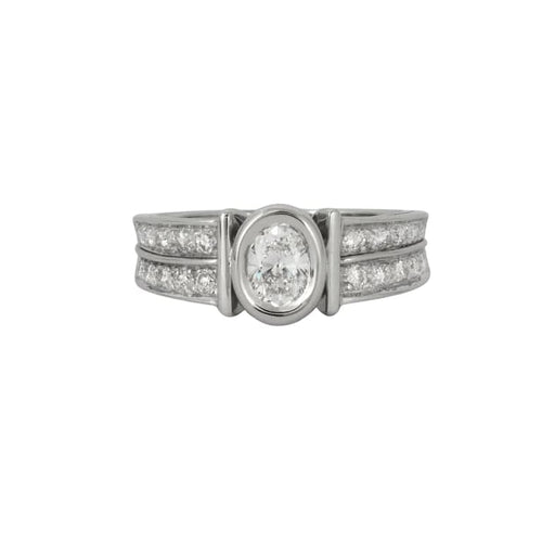 Bague 55 Fred - Bague solitaire en or blanc 18K, diamant ovale 0,80 ct 58 Facettes