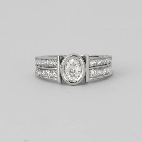 Bague 55 Fred - Bague solitaire en or blanc 18K, diamant ovale 0,80 ct 58 Facettes