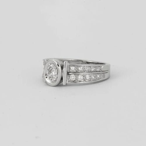 Bague 55 Fred - Bague solitaire en or blanc 18K, diamant ovale 0,80 ct 58 Facettes
