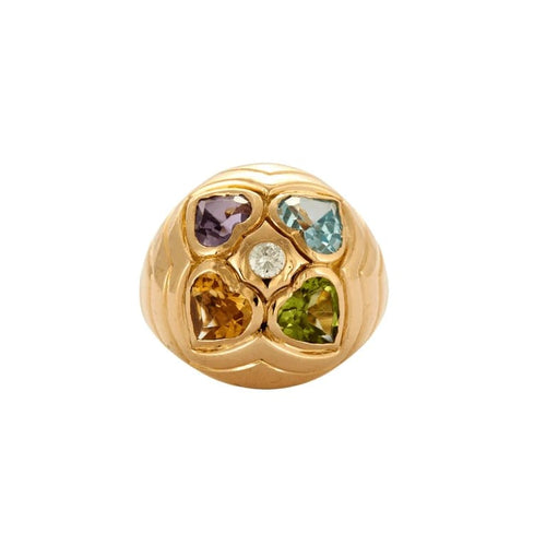 Bague 51 Bulgari - Bague en or jaune 18 ct, diamant et pierres fines 58 Facettes